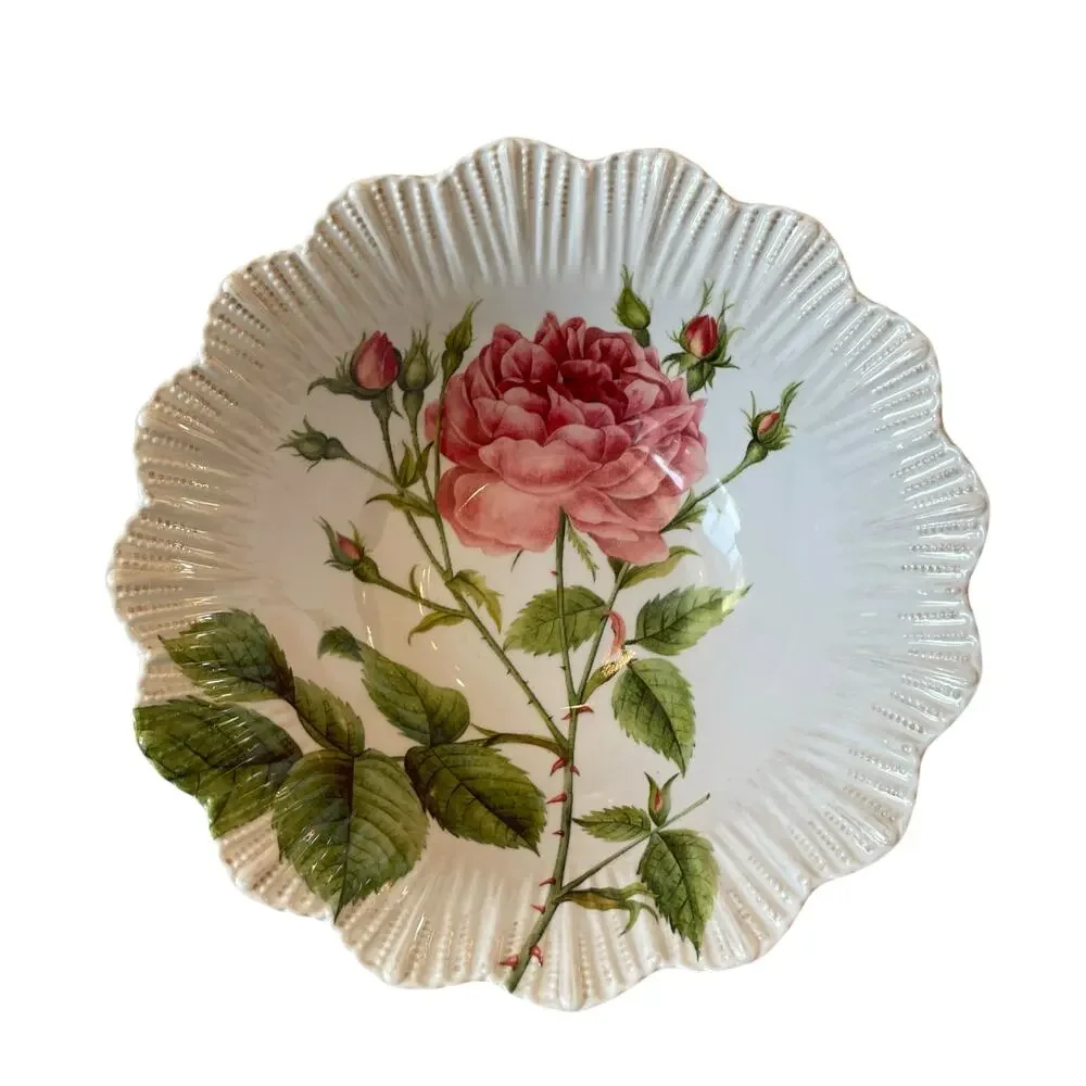 Soho Loft Spring Floral Melamine Bowls 7.5in Shabby Chic Set of 4 NEW